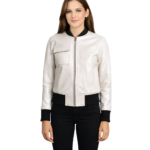 Lana Silver Leather Bomber Jacket