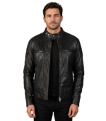 Gatsby Black Leather Biker Jacket