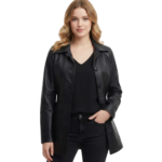 Black Leather Car Coat Womens