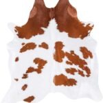 Brazilian Brown and White Cowhide Rug Size 6'9 L x 6'1 W 6971