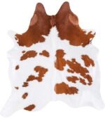 Brazilian Brown and White Cowhide Rug Size 6'9 L x 6'1 W 6971