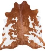 Brazilian Brown and White Cowhide Rug Size 6'9 L x 6'9 W 6970