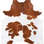 Brazilian Brown and White Cowhide Rug Size 6'11 L x 6'1 W 8355