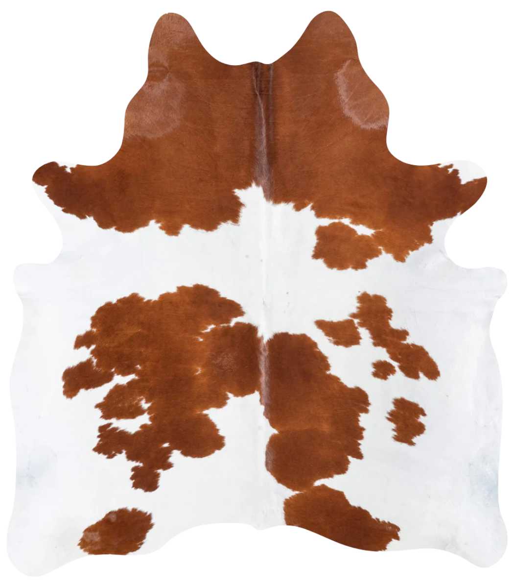1 Brazilian Brown and White Cowhide Rug Size 6'11 L x 6'1 W 8355 - Image 1