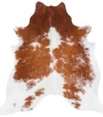 Brazilian Brown and White Cowhide Rug Size 7'0 L x 6'5 W 6966