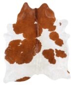 Brazilian Brown and White Cowhide Rug Size 7'1 L x 5'11 W 8960