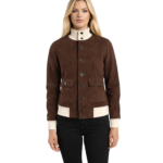 Sasha A1 Mocha Suede Bomber Jacket