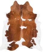 Brazilian Brown and White Cowhide Rug Size 7'5 L x 6'6 W 5897