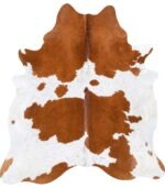 Brazilian Brown and White Cowhide Rug Size 7'5 L x 6'9 W 8314