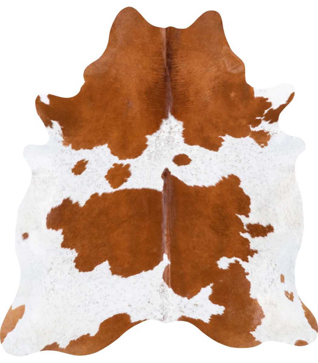 1 Brazilian Brown and White Cowhide Rug Size 7'5 L x 6'9 W 8314 - Image 1