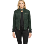 Zenna Green Suede Bomber Jacket