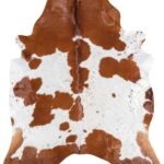 Brazilian Brown and White Cowhide Rug Size 7'6 L x 6'9 W 9073