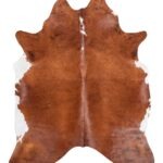 Brazilian Brown and White Cowhide Rug Size 7'7 L x 6'2 W 8994