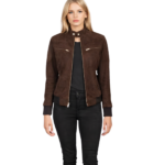Zenna Mocha Suede Bomber Jacket