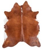 Brazilian Brown and White Cowhide Rug Size 7'7 L x 6'2 W 8994