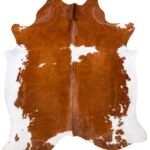 Brazilian Brown and White Cowhide Rug Size 7'8 L x 6'10 W 6014