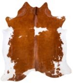 Brazilian Brown and White Cowhide Rug Size 7'8 L x 6'10 W 6014