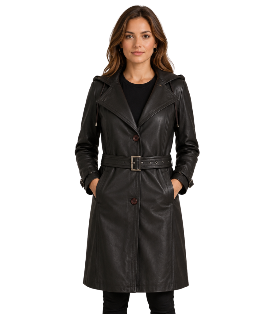 Fixon Hooded Brown Trench Coat