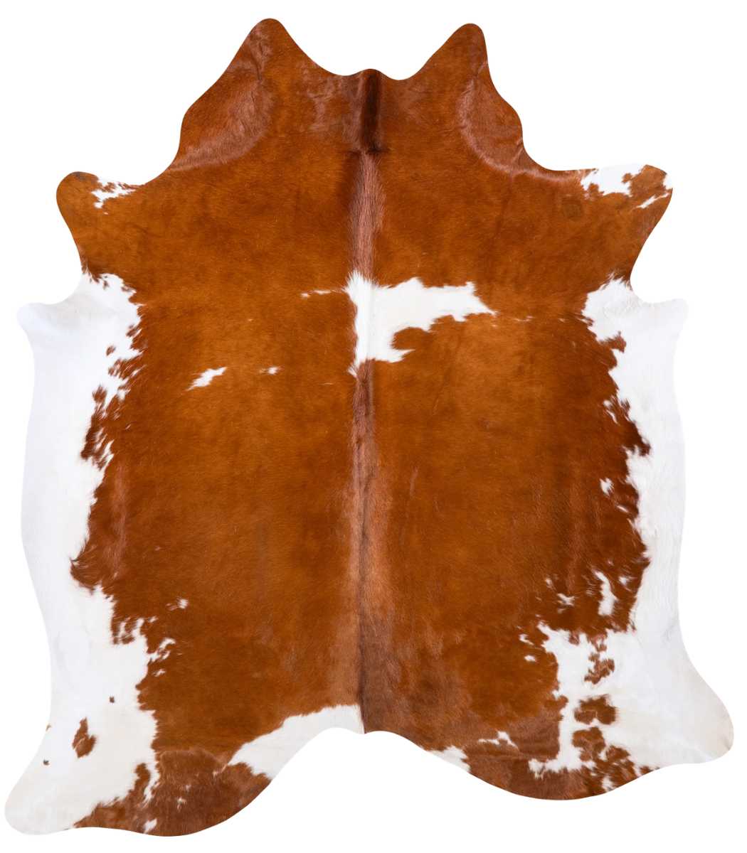 1 Brazilian Brown and White Cowhide Rug Size 7'8 L x 6'10 W 6014 - Image 1