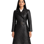 Harper Susan Black Leather Trench Coat