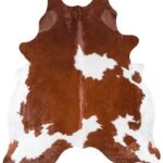Brazilian Brown and White Cowhide Rug Size 7'9 L x 6'9 W 7696