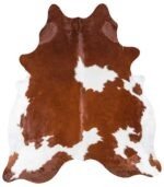 Brazilian Brown and White Cowhide Rug Size 7'9 L x 6'9 W 7696