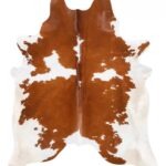 Brazilian Brown and White Cowhide Rug Size 7'11 L x 6'4 W 8976