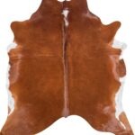 Brazilian Brown and White Cowhide Rug Size 7'11 L x 6'9 W 8984