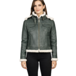 Fiona Green Hooded Shearling Leather Jacket