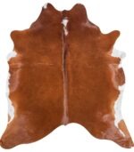 Brazilian Brown and White Cowhide Rug Size 7'11 L x 6'9 W 8984