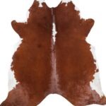 Brazilian Brown and White Cowhide Rug Size 7'11 L x 7'2 W 8930