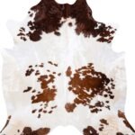 Brazilian Brown and White Cowhide Rug Size 8'1 L x 7'2 W 6012