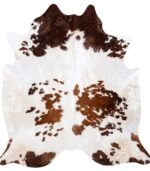 Brazilian Brown and White Cowhide Rug Size 8'1 L x 7'2 W 6012