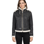 Fiona Black Hooded Shearling Leather Jacket