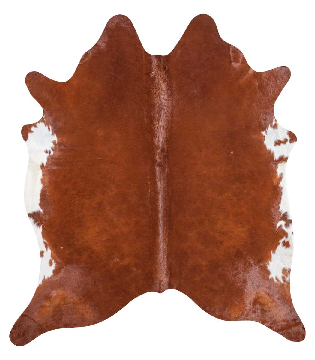 1 Brazilian Brown and White Cowhide Rug Size 8'4 L x 7'5 W 8979 - Image 1