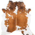 Brazilian Brown and White Cowhide Rug Size 7'8 L x 6'9 W 8610