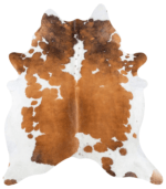 Brazilian Brown and White Cowhide Rug Size 7'8 L x 6'9 W 8610