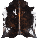 Brazilian Dark Tricolor Cowhide Rug Size 6'9 L x 6'0 W 9291