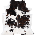 Dark Tricolor Cowhide Rug Size 7'10 L x 6'11 W 9300