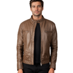 Gatsby Mocha Leather Biker Jacket