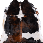 Dark Tricolor Cowhide Rug Size 8'1 L x 7'9 W 6296