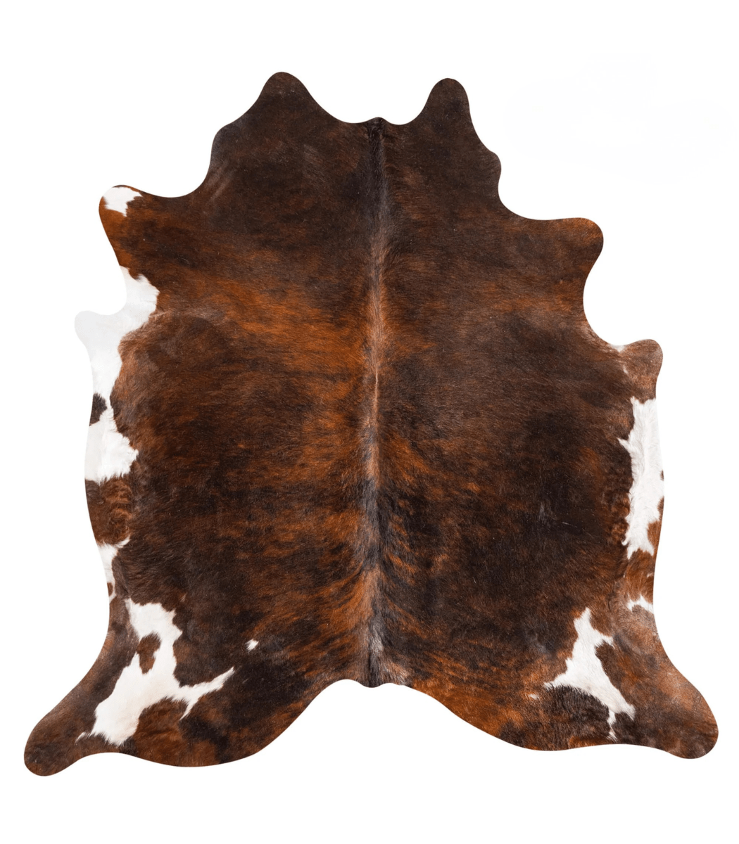 1 Tricolor Brindle Mix Cowhide Rug Size 6'11 L x 6'10 W 9275 - Image 1