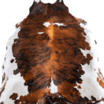 Tricolor Brindle Mix Cowhide Rug Size 7'3 L x 6'6 W 8107