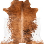 Tricolor Brindle Mix Cowhide Rug Size 7'5 L x 6'7 W 9274