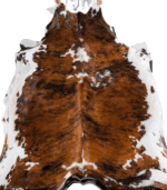 Tricolor Brindle Mix Cowhide Rug Size 7'7 L x 6'5 W 8239