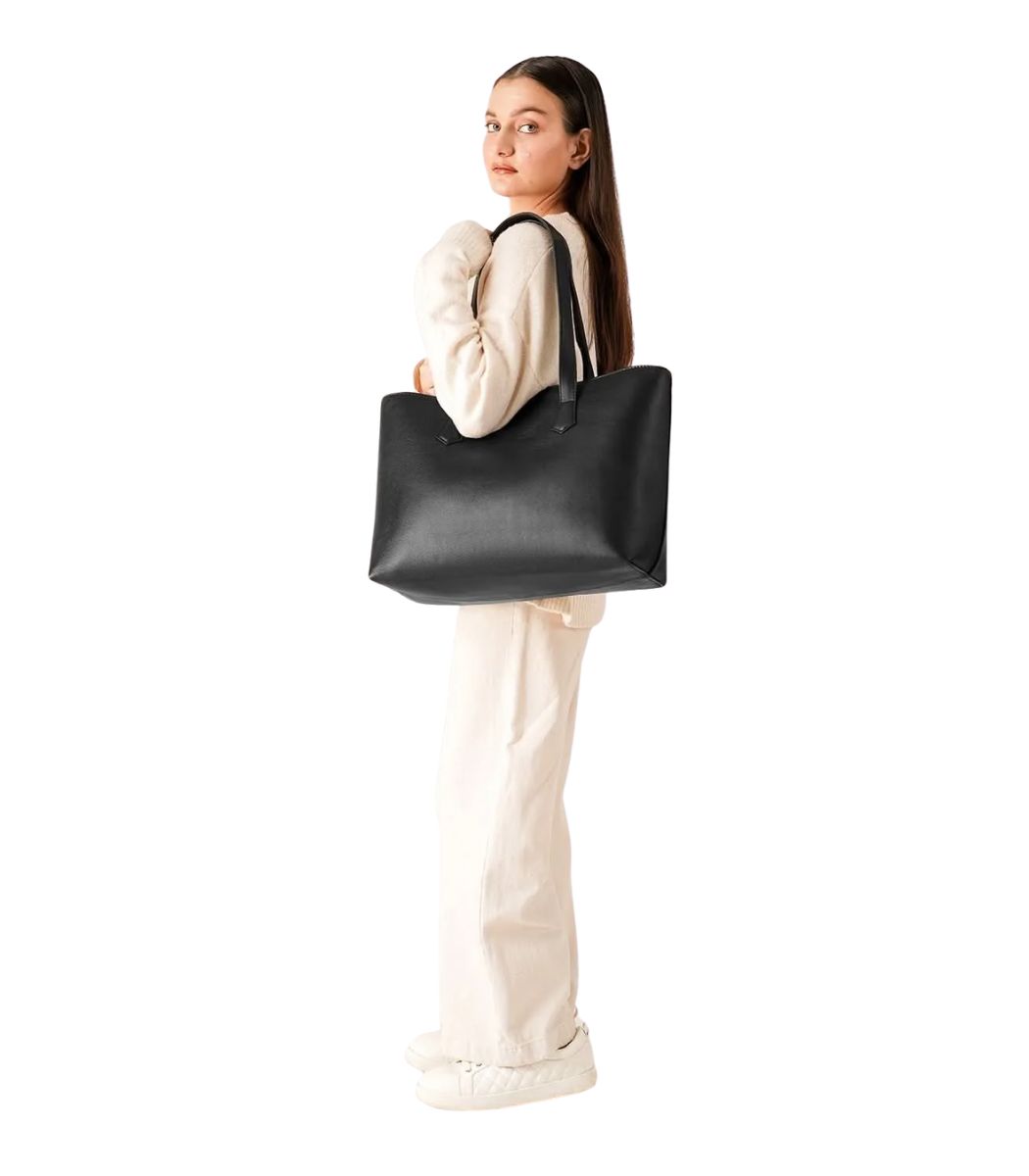 1 Black Leather Tote Bag - Linnea - Image 1