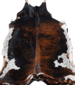 Tricolor Brindle Mix Cowhide Rug Size 7'10 L x 6'9 W 8206