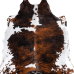 Tricolor Brindle Mix Cowhide Rug Size 7'10 L x 7'1 W 8286