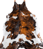 Tricolor Brindle Mix Cowhide Rug Size 8'0 L x 6'8 W 8187