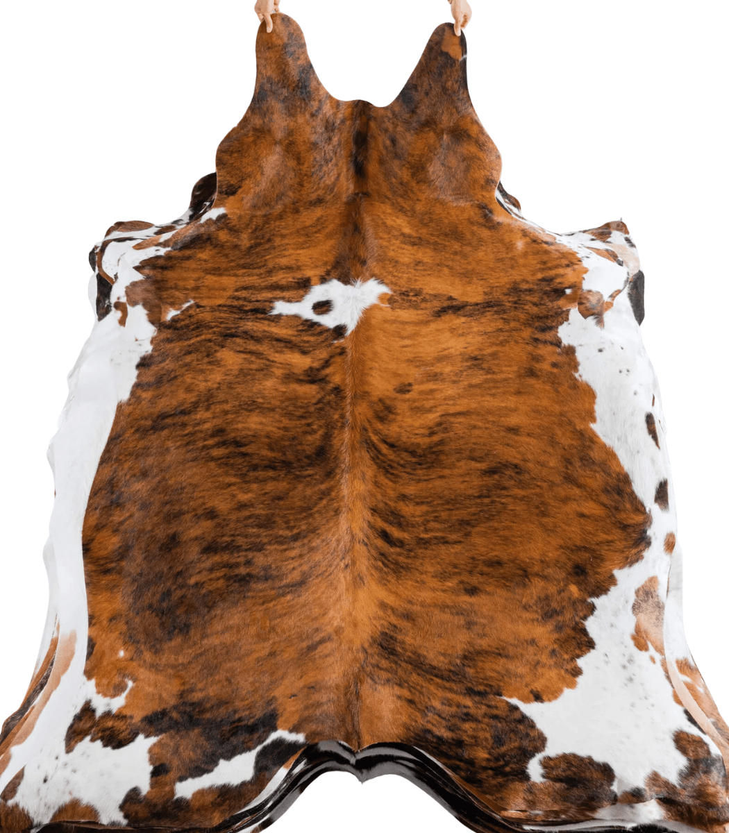 1 Tricolor Brindle Mix Cowhide Rug Size 8'4 L x 6'5 W 8273 - Image 1